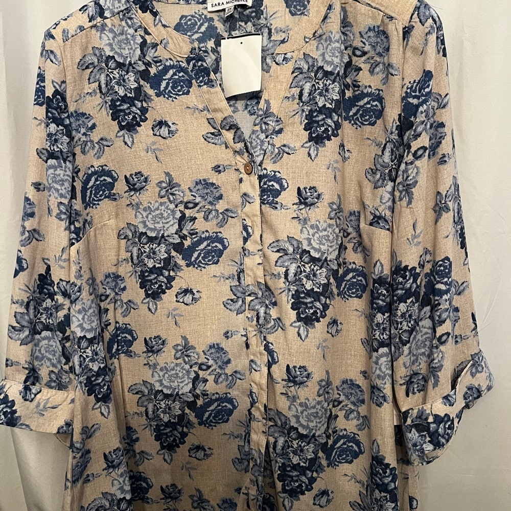 Sara Michelle Blue Floral Blouse